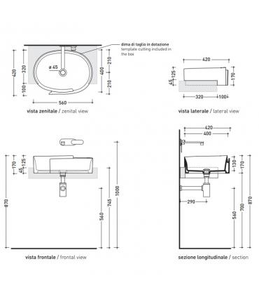 Flaminia Roll Semi-inset Oval Washbasin