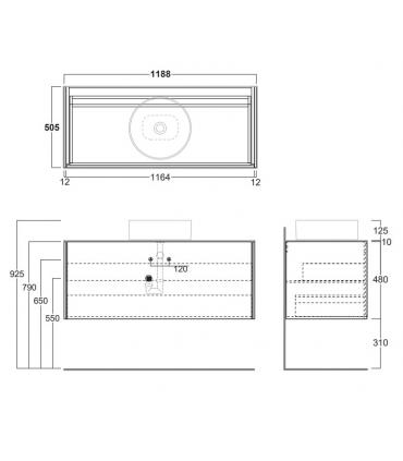 Simas Folio wall hung washbasin cabinet FOM