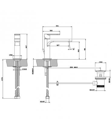 Mixer for washbasin GESSI collection Via Bagutta chrome