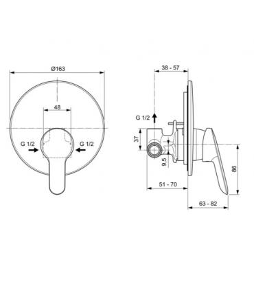 Miscelatore doccia da incasso Ideal Standard Alpha A7184