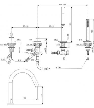 JOY BC789 4-HOLE BATHTUB EDGE GROUP