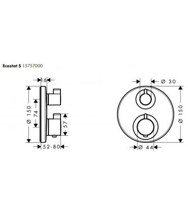 External part for thermostatic mixer collection Ecostat S Hansgrohe