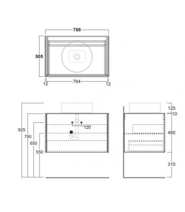 Simas Folio wall hung washbasin cabinet FOM