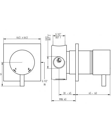 Deviatore incasso Bellosta Ixs rosone quadro