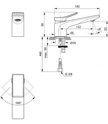 Miscelatore lavabo Ideal Standard Conca  BC754 senza scarico