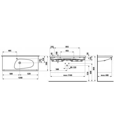 Laufen Palomba right single hole washbasin with overflow