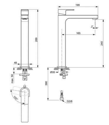 Miscelatore lavabo Bluestart Ideal Standard Edge senza scarico A7115