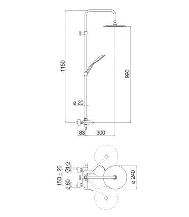 Column  shower with shower head 24 cm Nobili series  Blues