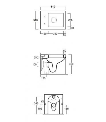 Floor standing toilet back to wall, Simas collection Frozen