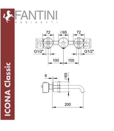 Mitigeur lavabo mural, Fantini Iaveca Classic