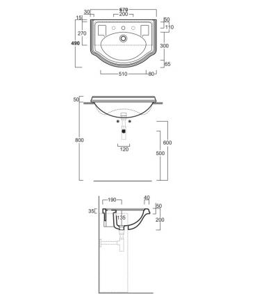 Lavabo demi-encastre', Simas collection Arcade