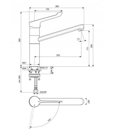 Miscelatore cucina con leva clinica Ideal Standard Ceraflex BC137