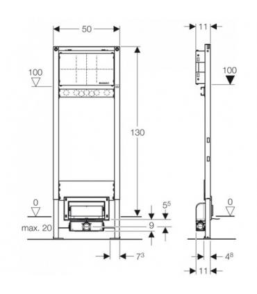 Shower siphon wall hung, 130cm, Geberit Duofix