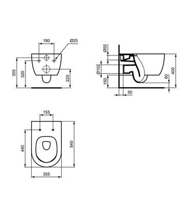 Ideal Standard Blend Aquablade Wall-Hung Toilet