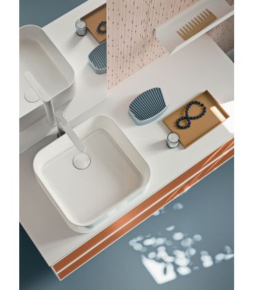 Mobile bagno Arbi Absolute con lavabo da appoggio, mensola e specchiera