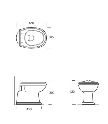 Floor standing toilet with vertical outlet Simas arcade