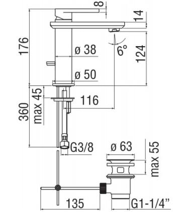 Dress series Nobili basin mixer with drain