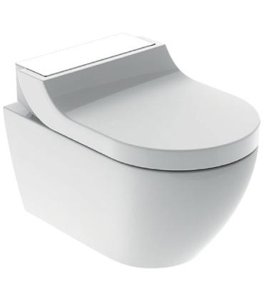 WC suspendu multifonction Tuma Comfort AquaClean Geberit verre blanc