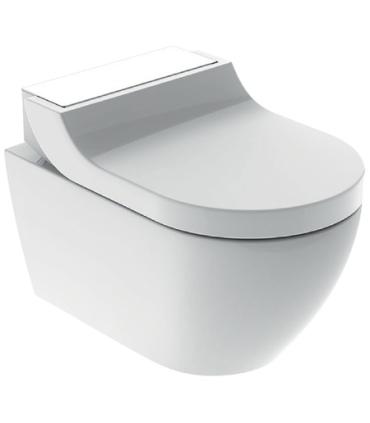 Multifunction wall hung toilet Tuma Comfort AquaClean Geberit white glass