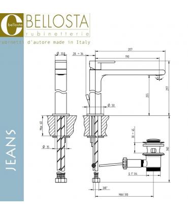 Bellosta Jeans 01-4805/2 High mixer with drain