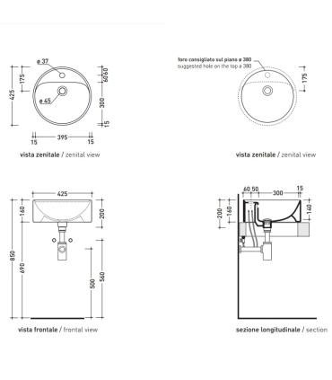 Lavabo da appoggio, Flaminia,  serie twin ceramica bianco.