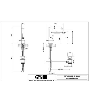 High washbasin mixer, Gessi, Rettangolo series