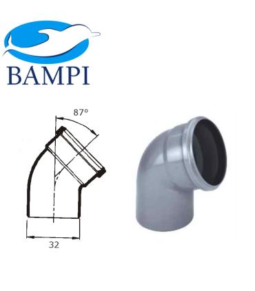 Coude d'évacuation d'angle 87' HTB Bampi, gris