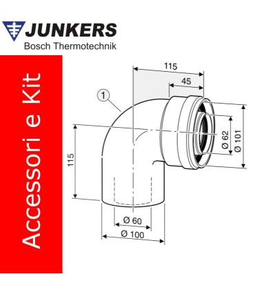 Kit curva a 90' , diametro 60/100 Junkers AZ366 art.7736995079