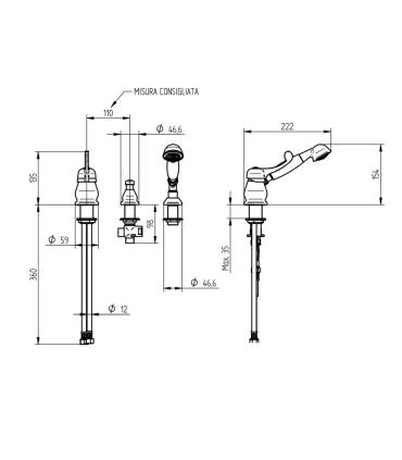 3-hole bath tub mixer, Bellosta Pascal item 1001/20