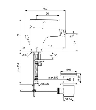 Bidet mixer single hole Ideal Standard Ceraplan III