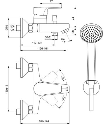 Miscelatore vasca esterno Ideal Standard Cerafine D BC693