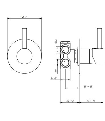 Built in diverter only external part, Bellosta, collection Bambu'