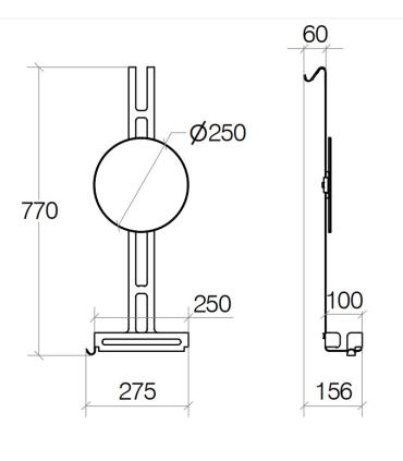 Grille de douche à suspendre avec étagère, miroir Lineabeta Filo 50036