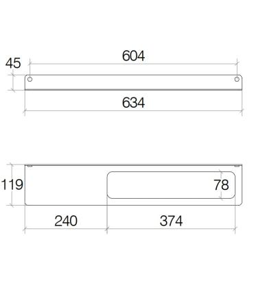 Lineabeta bathroom shelf with right hole Saeta series art.51819