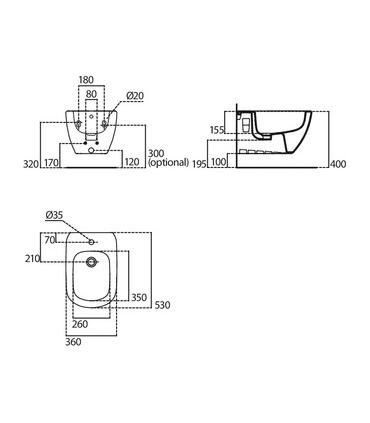 Wall hung bidet Ideal Standard Tesi new T3552 art.T355201