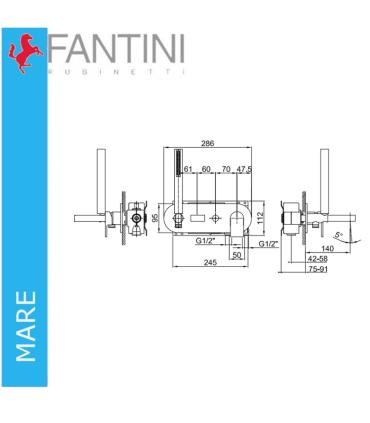 External part Built in mixer bathtub, Fantini collection Mare