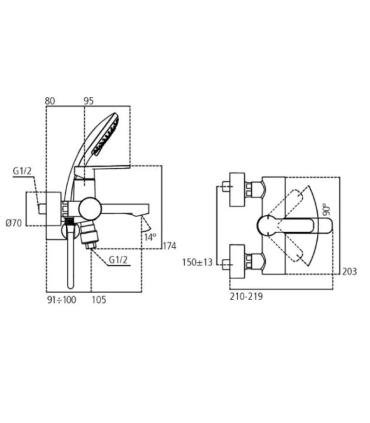 External bathtub mixer with hand shower Ideal Standard Gio'