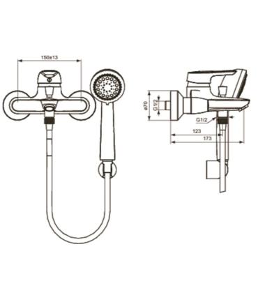 External bathtub mixer Ideal Standard Ceramix Blu