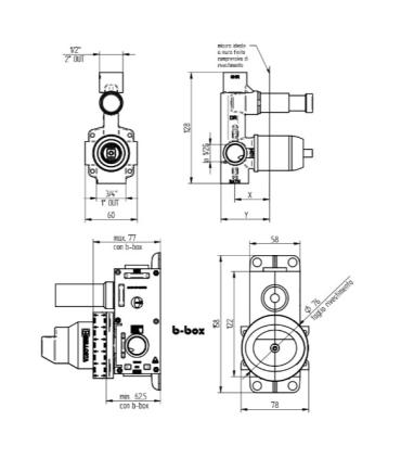 Built in part Shower-bathtub mixer with diverter Bellost104002