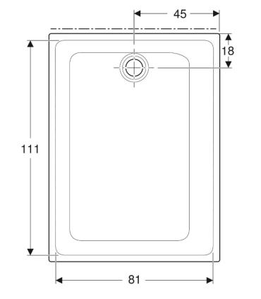 Rectangular shower tray in fine porcelain stoneware Geberit 45