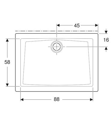 Rectangular shower tray in fine porcelain stoneware Geberit 60