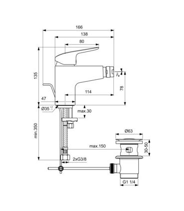 Ideal Standard single hole bidet mixer Ceraflex B1718