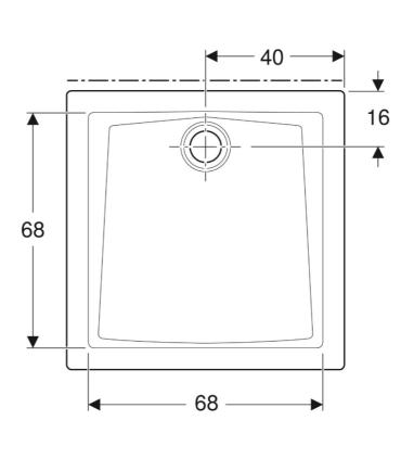 Square shower tray in fine porcelain stoneware Geberit 60