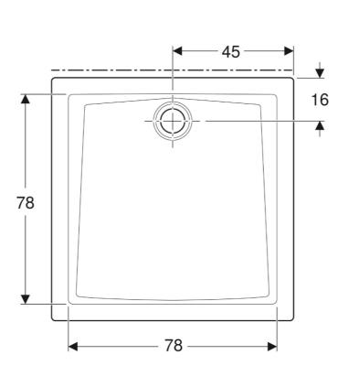 Square shower tray in fine porcelain stoneware Geberit 60