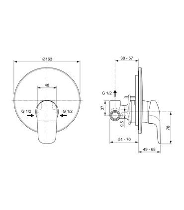 Mitigeur de douche à encastrer Ideal Standard Ceraflex A6757