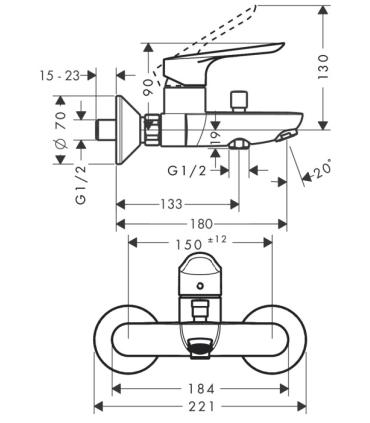 Miscelatore vasca esterno Hansgrohe Logis E 71403