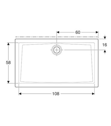 Rectangular shower tray in fine porcelain stoneware Geberit 60