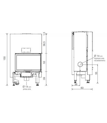 Right-hand Edilkamin Windo2 wood-burning fireplace