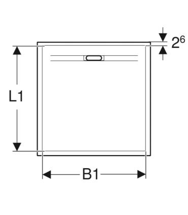 Square shower tray in Geberit Sestra resin stone