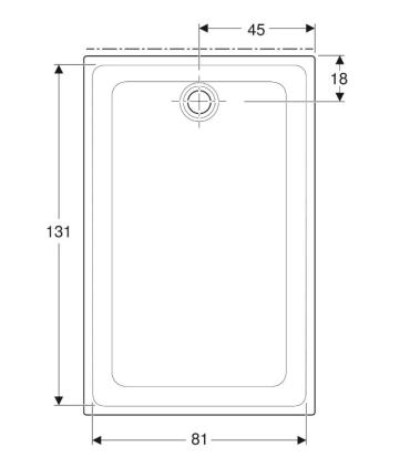 Rectangular shower tray in fine porcelain stoneware Geberit 45